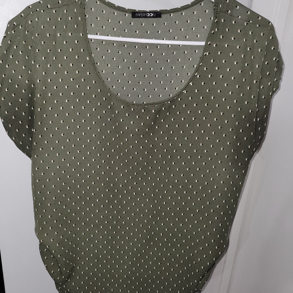 Papermoon green ruched blouse